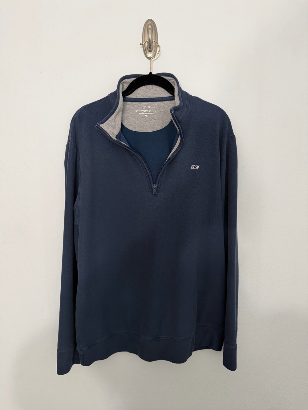 Vineyard Vines Men’s Navy Quarter-Zip, 100% Pima Cotton, XL